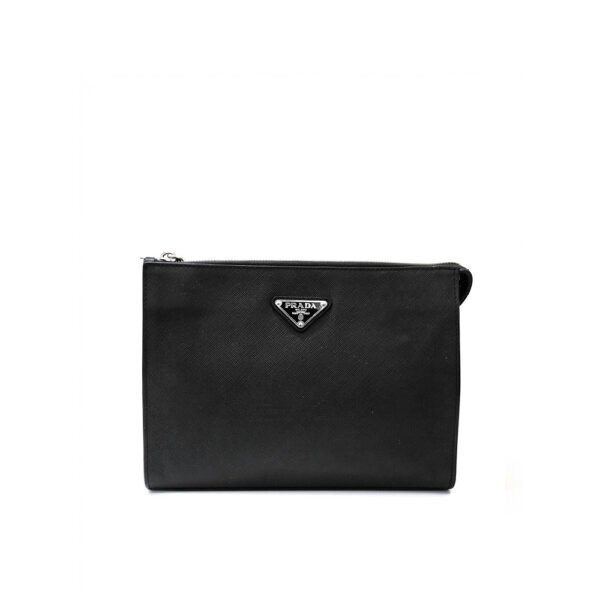 Prada Elegant Black Safiano Clutch