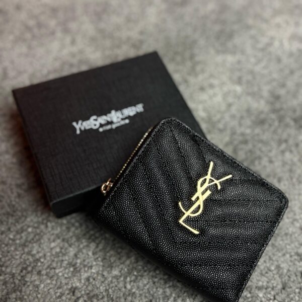 SAINT LAURENT – Cassandre matelassé compact wallet