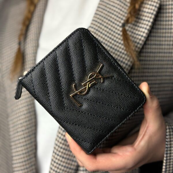 SAINT LAURENT – Cassandre matelassé compact wallet