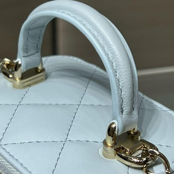 Chanel Mini Top Handle Vanity With Chain Light Blue Lambskin Gold Hard