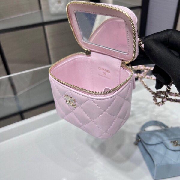 Chanel Mini Top Handle Vanity With Chain Light Pink Lambskin Gold Hard