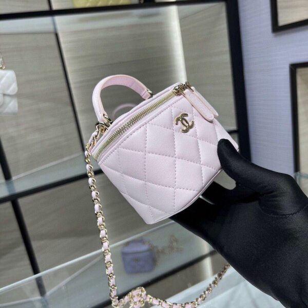 Chanel Mini Top Handle Vanity With Chain Light Pink Lambskin Gold Hard