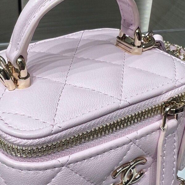 Chanel Mini Top Handle Vanity With Chain Light Pink Lambskin Gold Hard