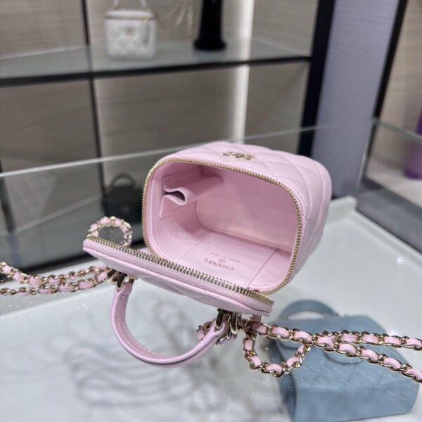 Chanel Mini Top Handle Vanity With Chain Light Pink Lambskin Gold Hard