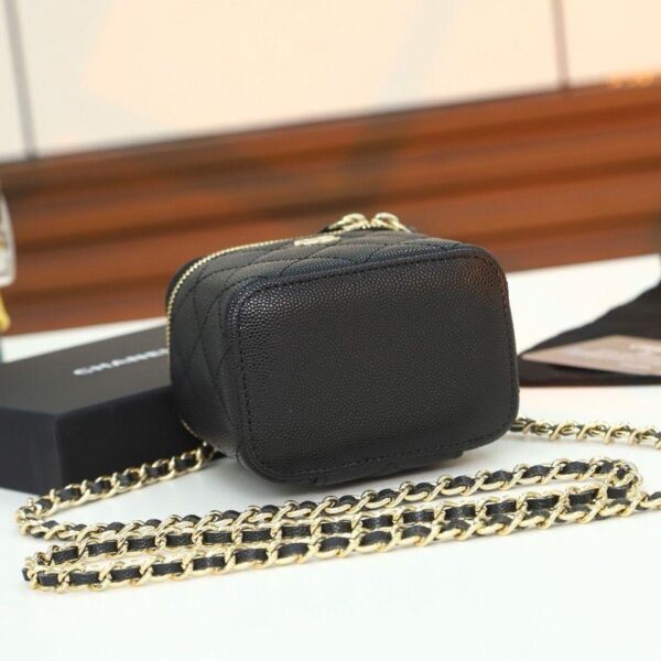 Chanel Mini Metal Vanity With Chain Black Lambskin Aged Gold Hard