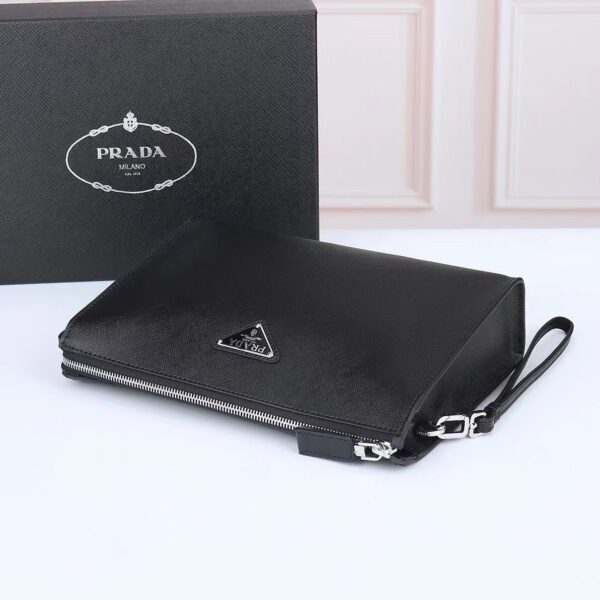 Prada Elegant Black Safiano Clutch