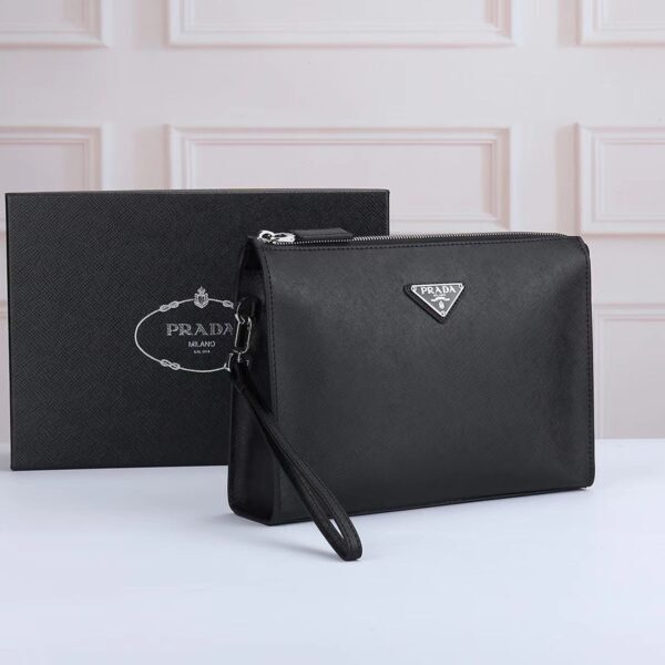 Prada Elegant Black Safiano Clutch