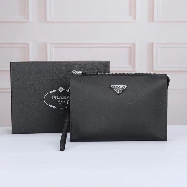 Prada Elegant Black Safiano Clutch