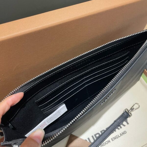 Burberry Edin Check E-canvas Pouch In Charcoal