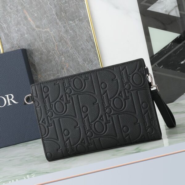 Christian Dior A5 Triangle Pouch D Gravity Leather Black