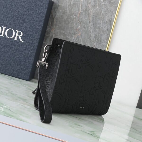 Christian Dior A5 Triangle Pouch D Gravity Leather Black