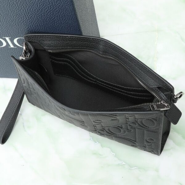 Christian Dior A5 Triangle Pouch D Gravity Leather Black