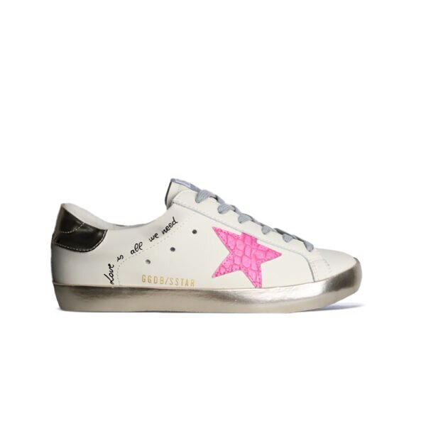 Golden Goose White/Pink Croc Leather Star/Pink Shinny