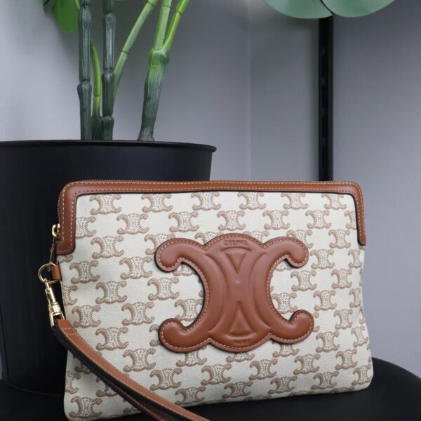 Celine Triomphe Clutch Beige