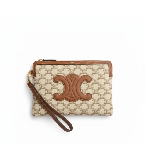Celine Triomphe Clutch Beige
