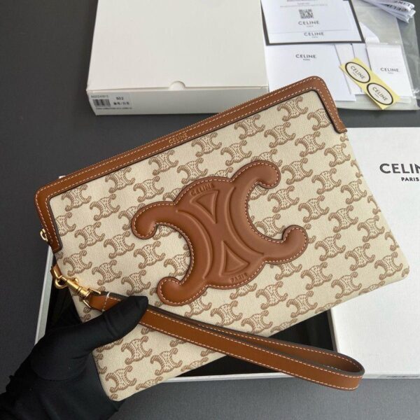 Celine Triomphe Clutch Beige