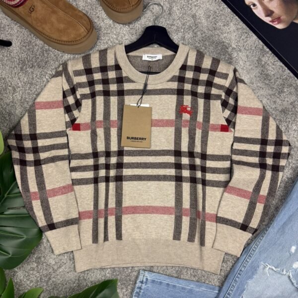 Burberry Džemper Beige / Black / Red