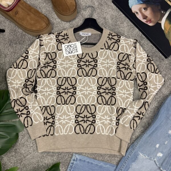Loewe Džemper Brown Logo design