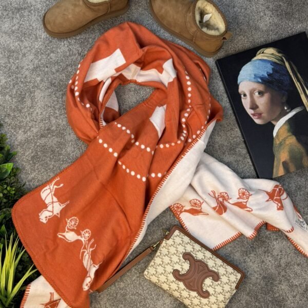 Hermes Šal Orange/White