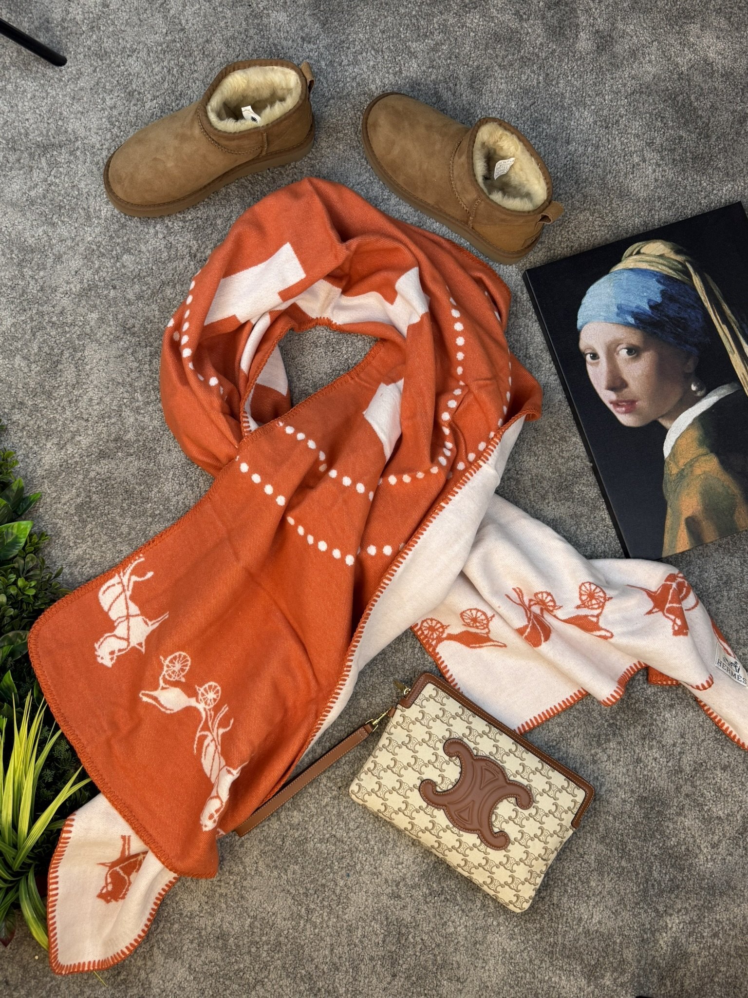 Hermes Šal Orange/White