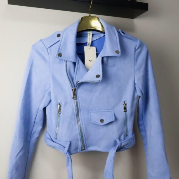 C'est Monique biker jakna Suedette Pastel Blue