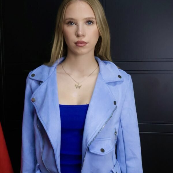 C'est Monique biker jakna Suedette Pastel Blue