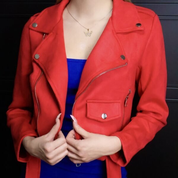 C'est Monique biker jakna Suedette Red