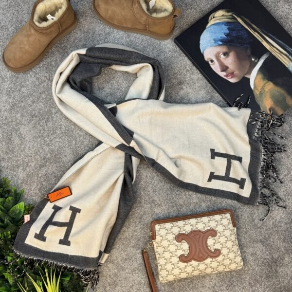 Hermes Šal Grey/White