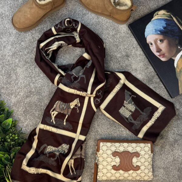 Hermes Šal Bordeaux/White