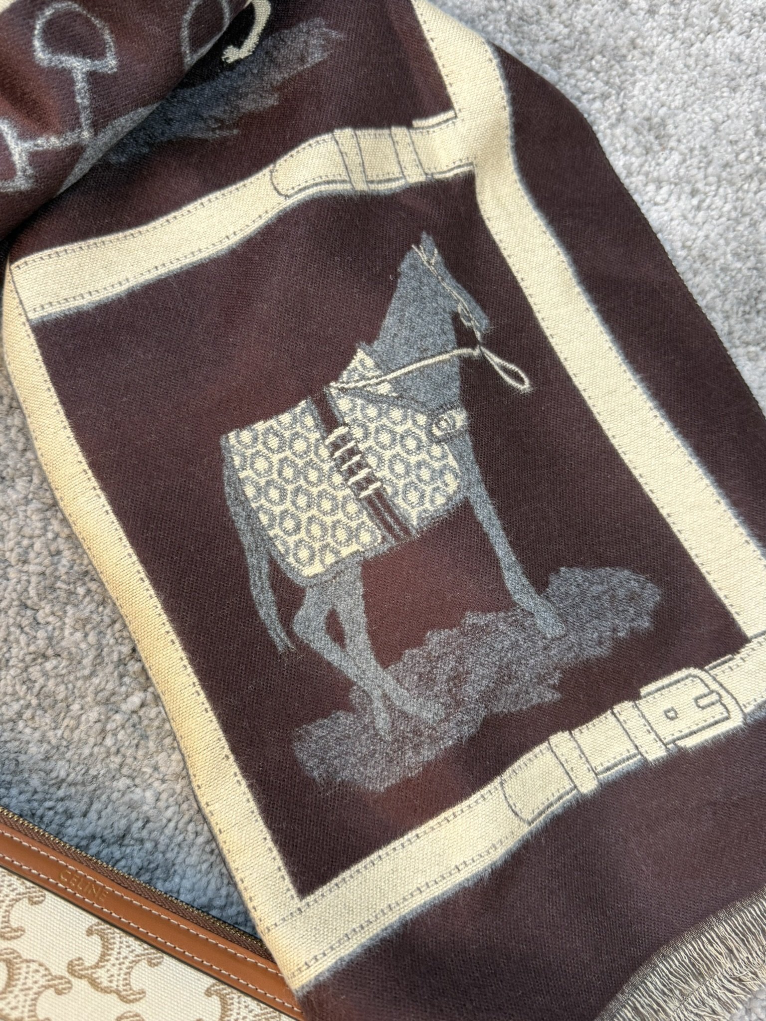 Hermes Šal Bordeaux/White - Slika 3