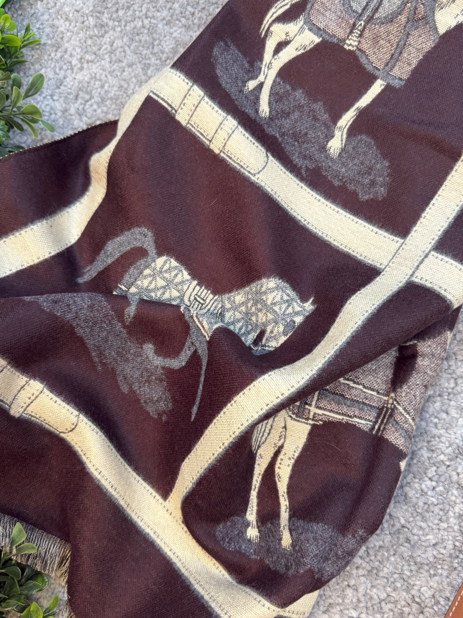 Hermes Šal Bordeaux/White - Slika 4