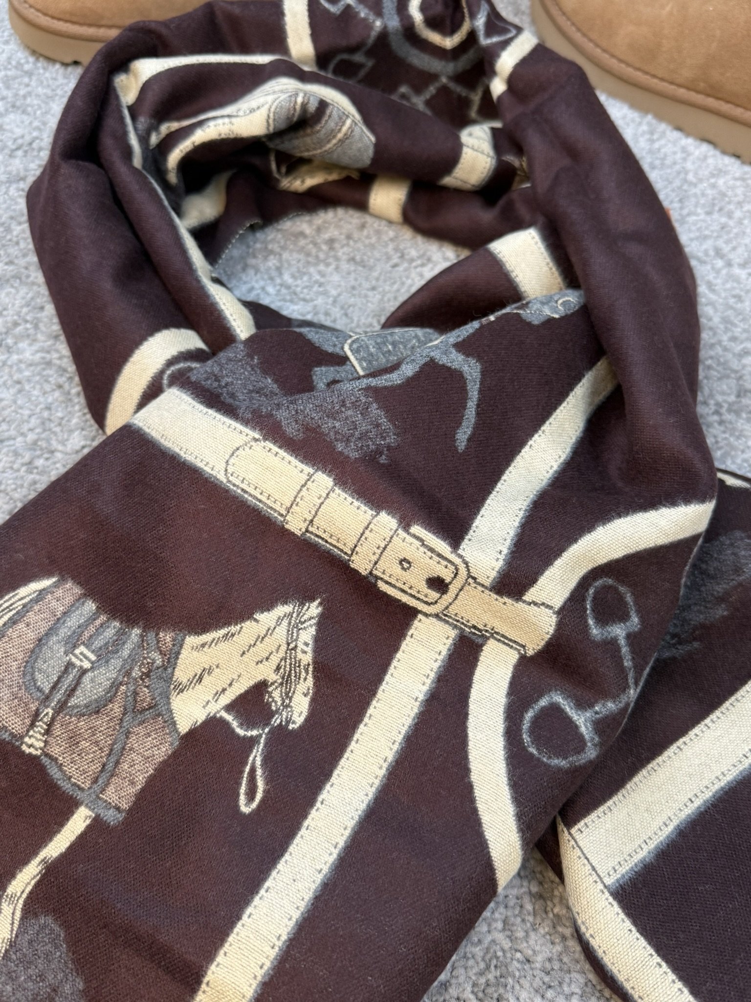 Hermes Šal Bordeaux/White - Slika 5