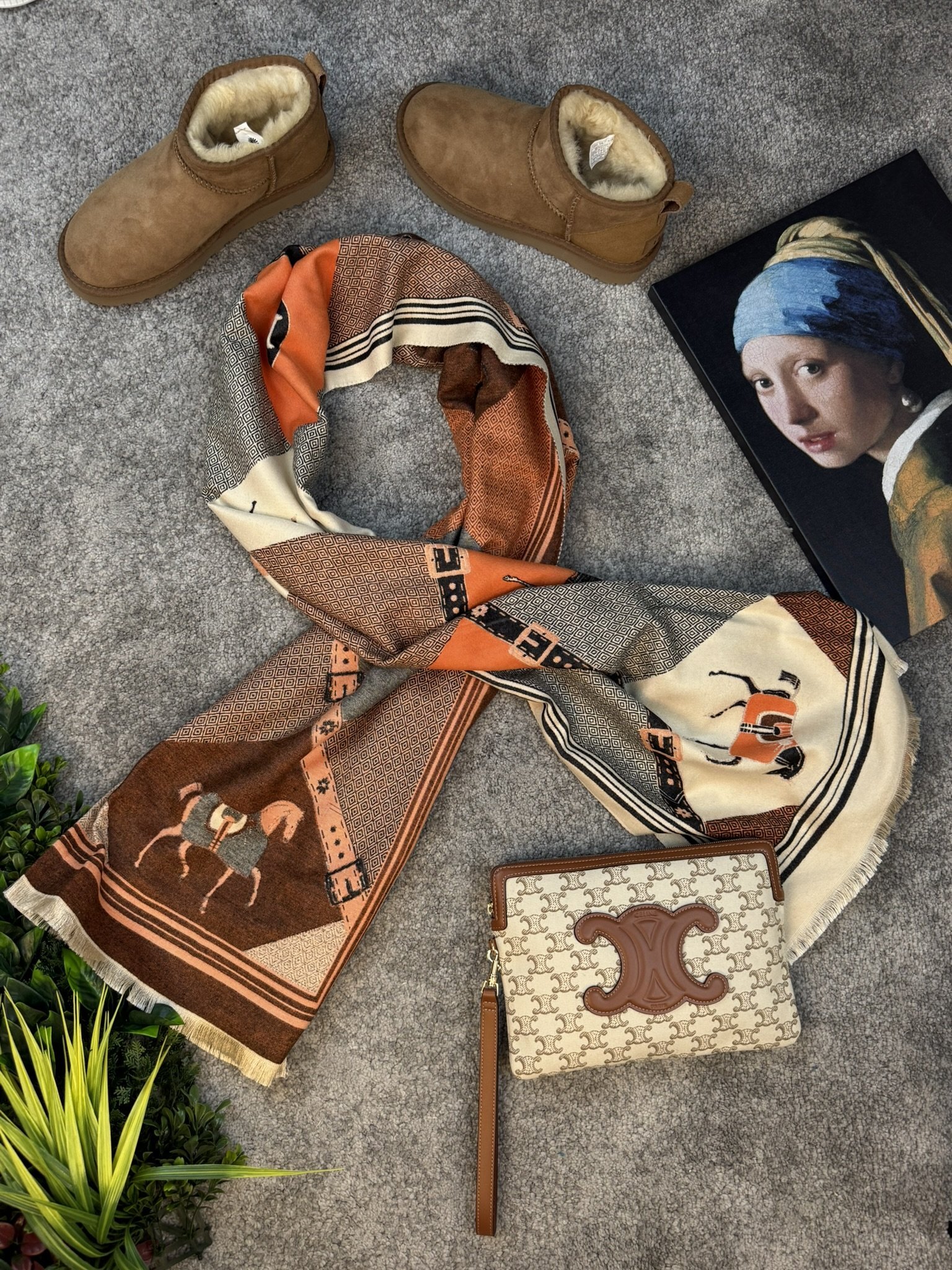 Hermes Šal Orange/Brown/Beige