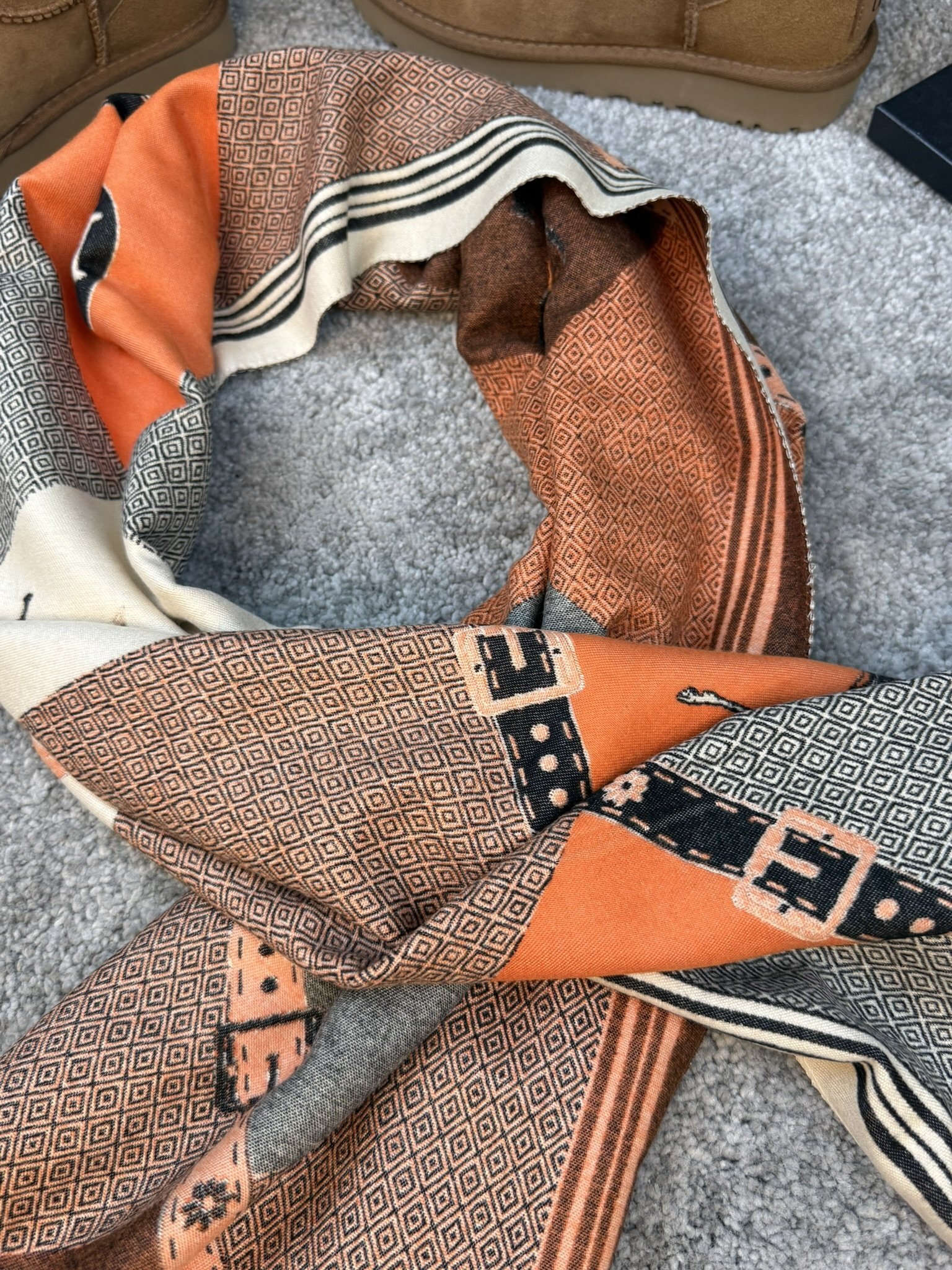 Hermes Šal Orange/Brown/Beige - Slika 5