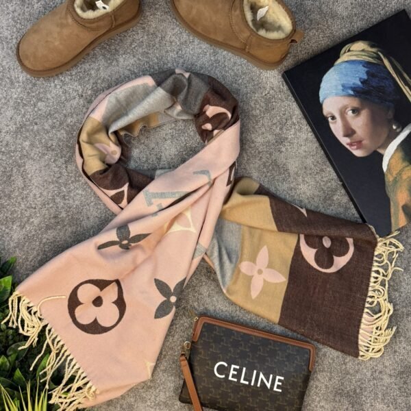 Louis Vuitton Šal Monogram Pink/Brown/Beige/Grey