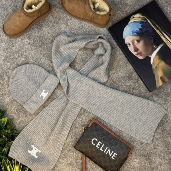 Celine komplet Šal i Kapa Grey