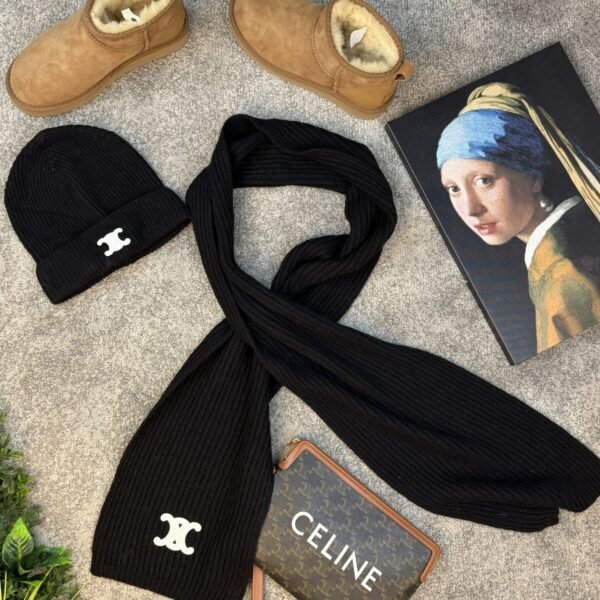Celine komplet Šal i Kapa Black
