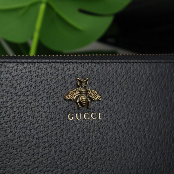 Gucci Animalier Bee Clutch Black Leather