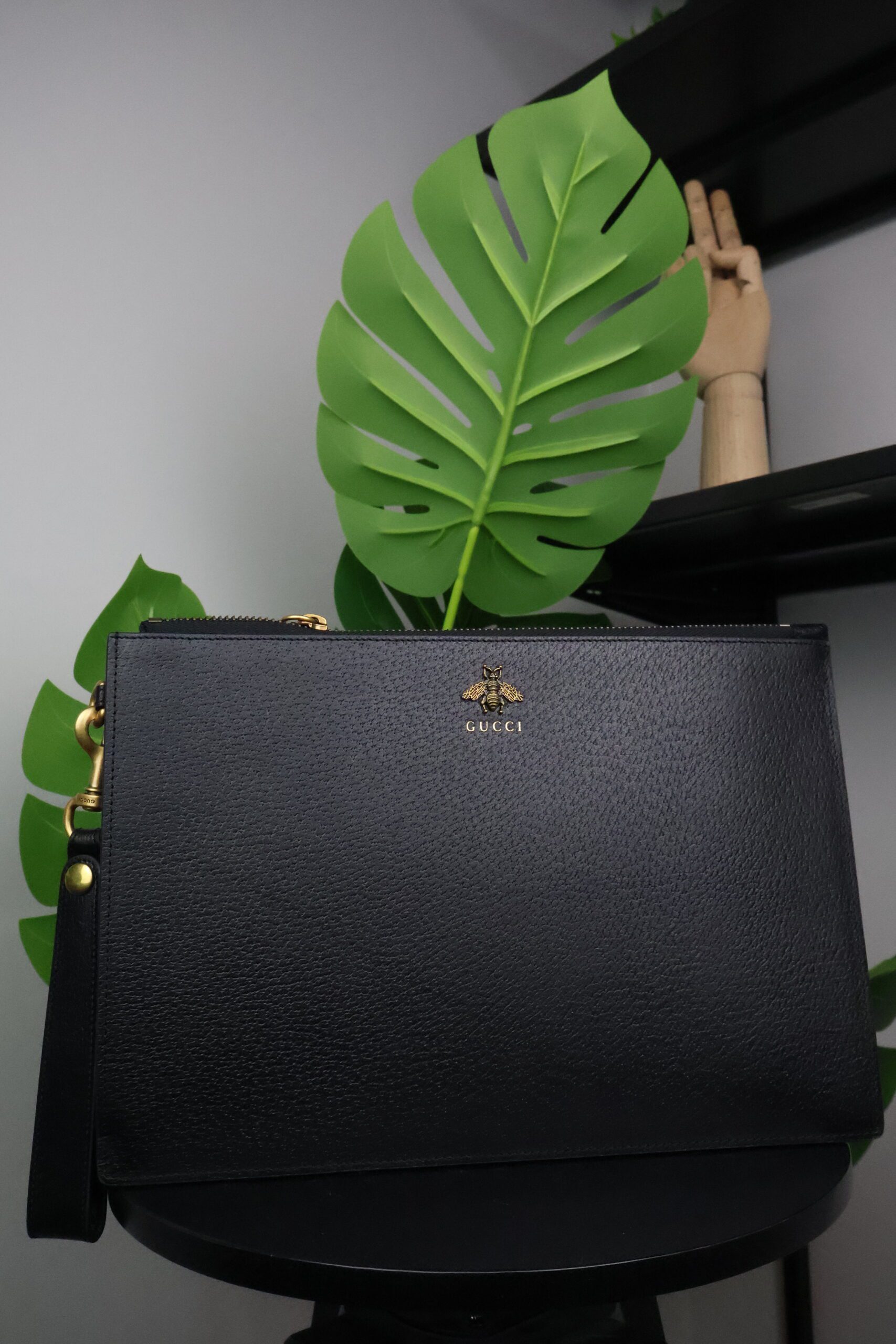 Gucci Animalier Bee Clutch Black Leather - Slika 4