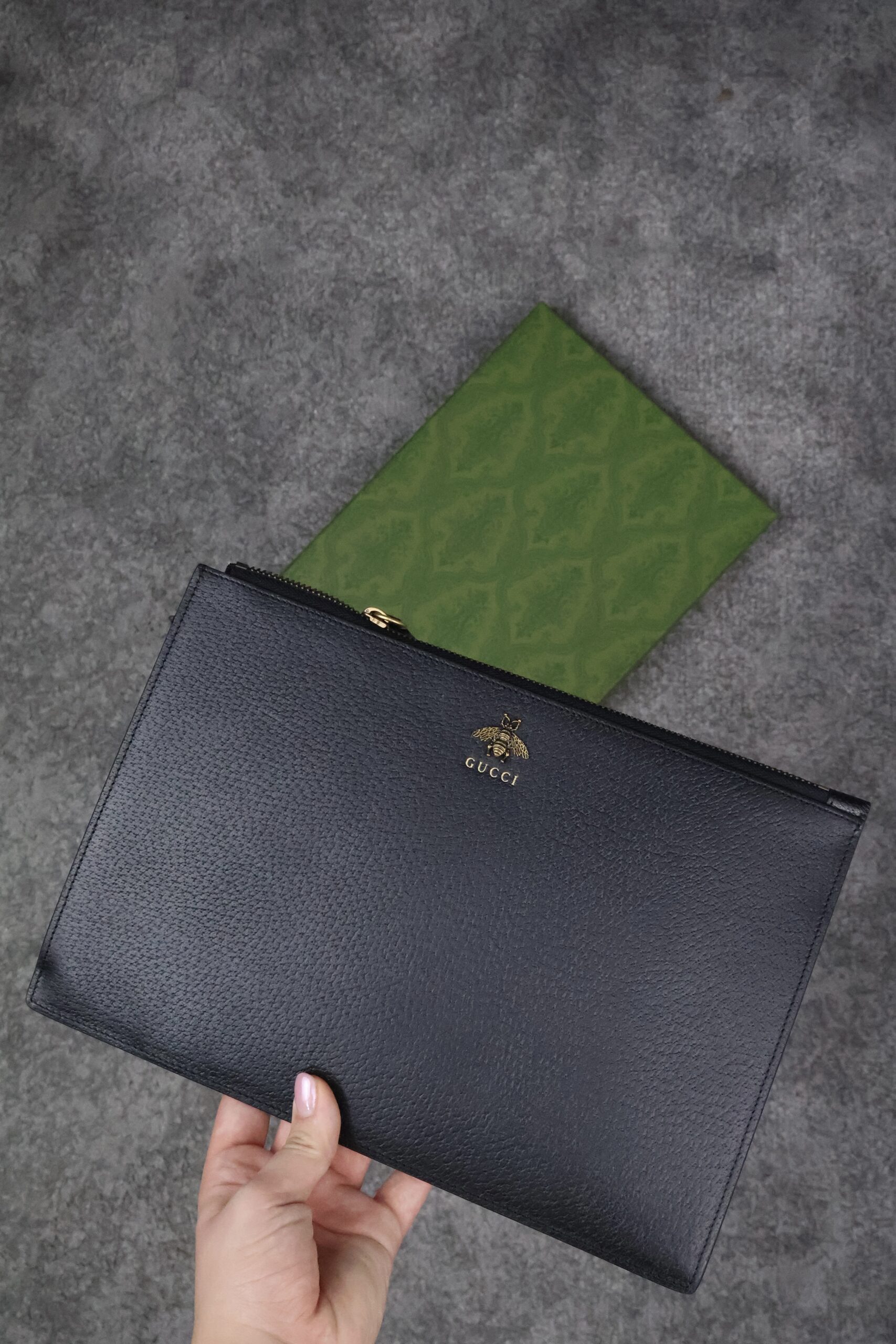 Gucci Animalier Bee Clutch Black Leather - Slika 5