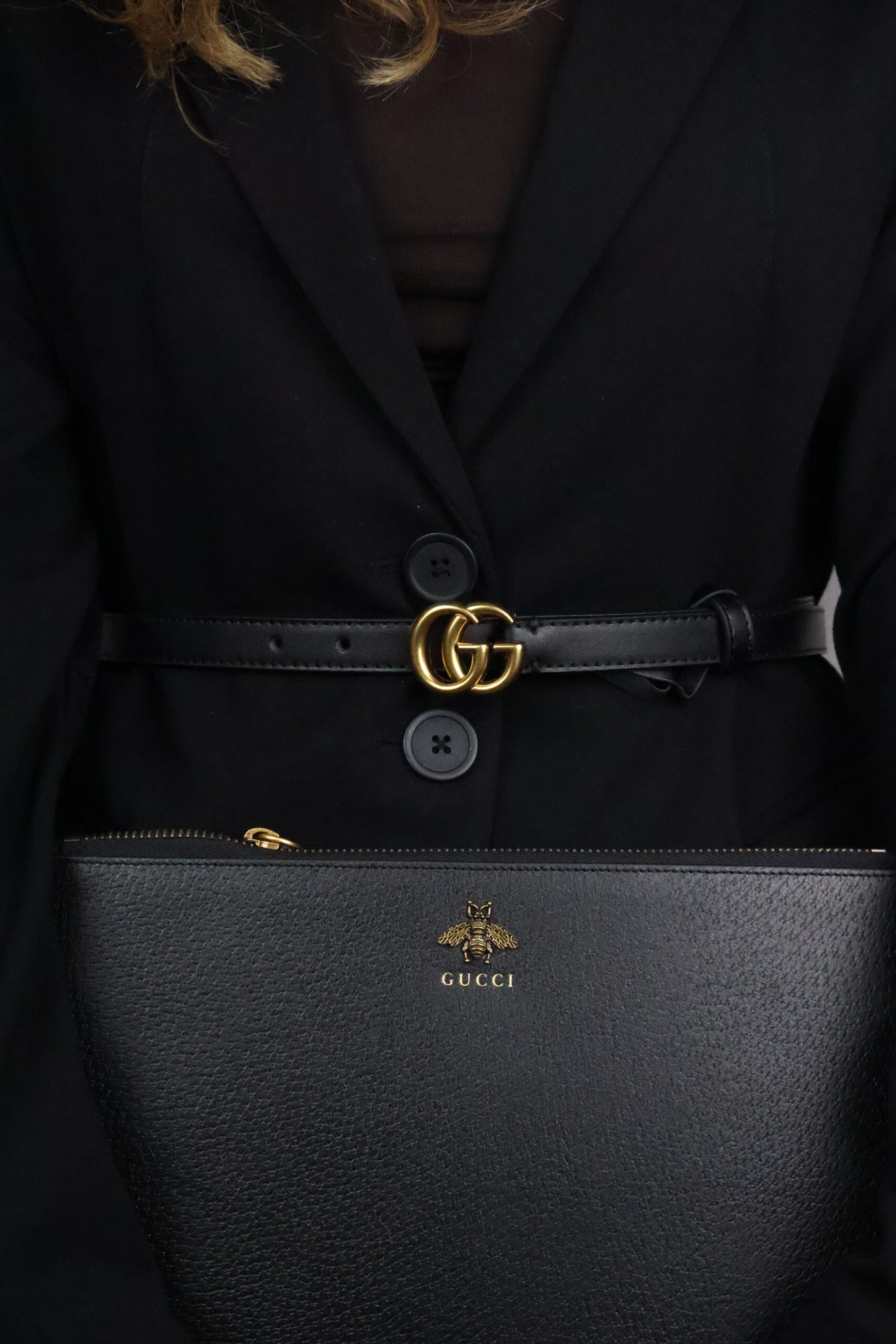 Gucci Animalier Bee Clutch Black Leather - Slika 8