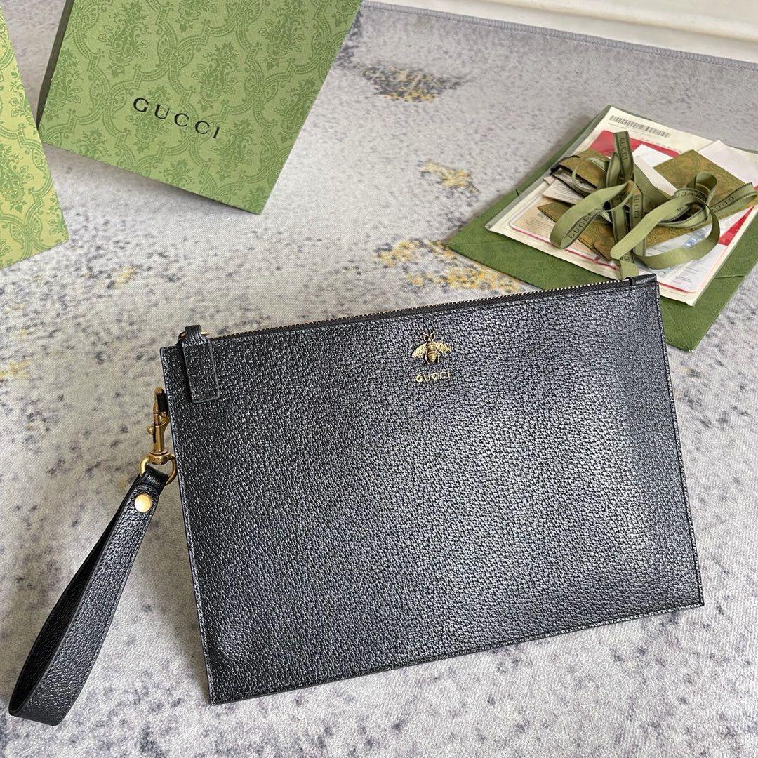 Gucci Animalier Bee Clutch Black Leather - Slika 13