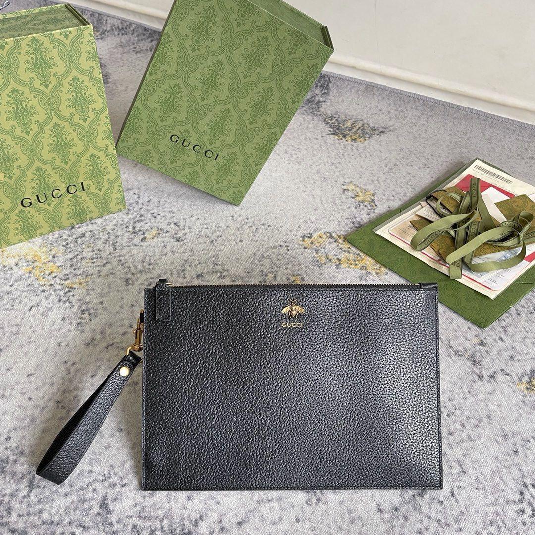 Gucci Animalier Bee Clutch Black Leather - Slika 9