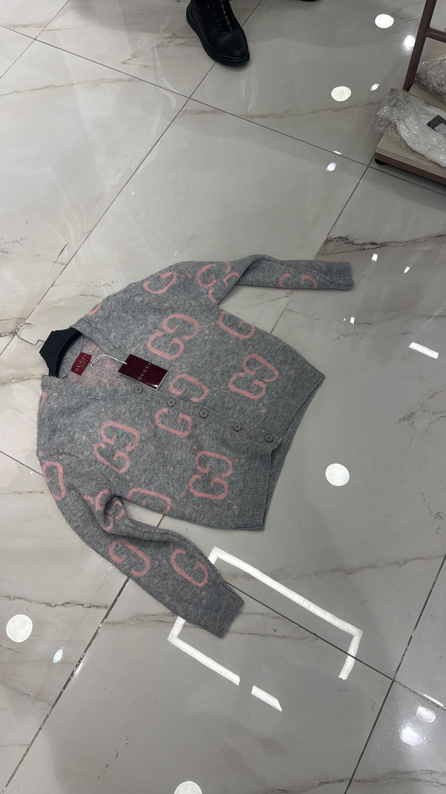 Gucci Logo Cardigan Sweater "Gray" - Slika 2