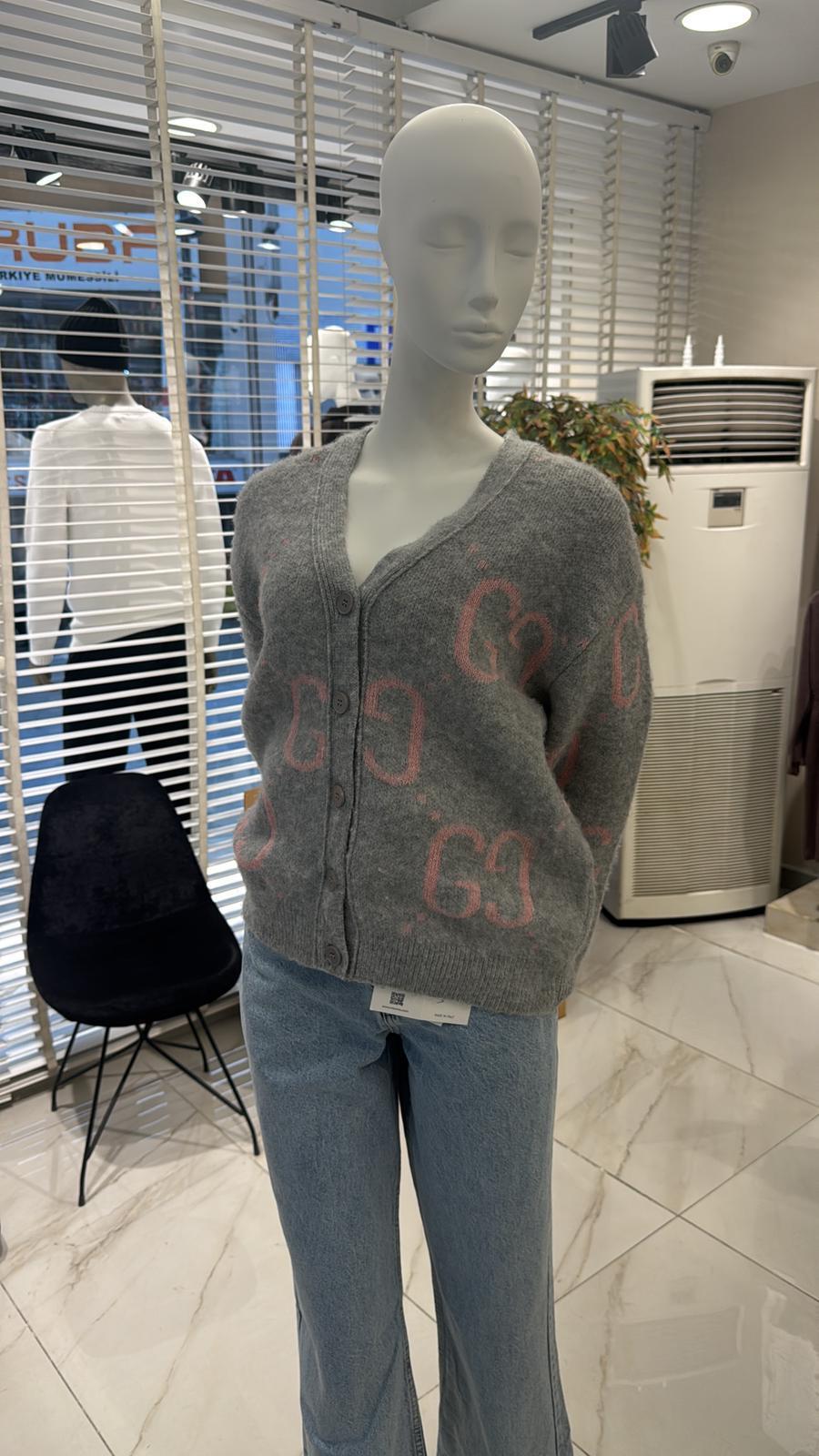 Gucci Logo Cardigan Sweater "Gray"