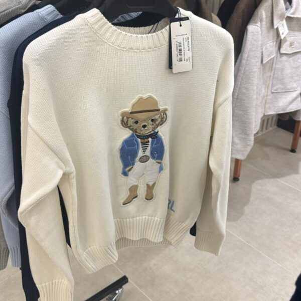 Ralph Lauren Hamptons Spring Polo Bear Silk Sweater "White"