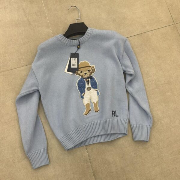 Ralph Lauren Hamptons Spring Polo Bear Silk Sweater "Blue"