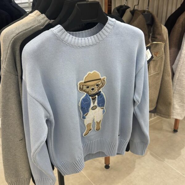 Ralph Lauren Hamptons Spring Polo Bear Silk Sweater "Blue"