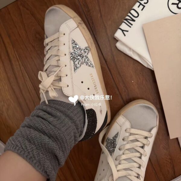 Golden Goose Super-Star White / Grey Glitter / Black Glitter