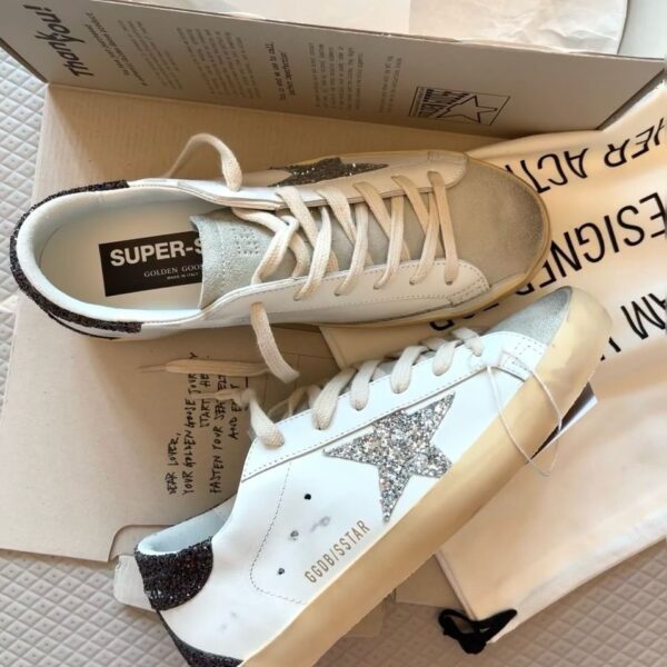 Golden Goose Super-Star White / Grey Glitter / Black Glitter
